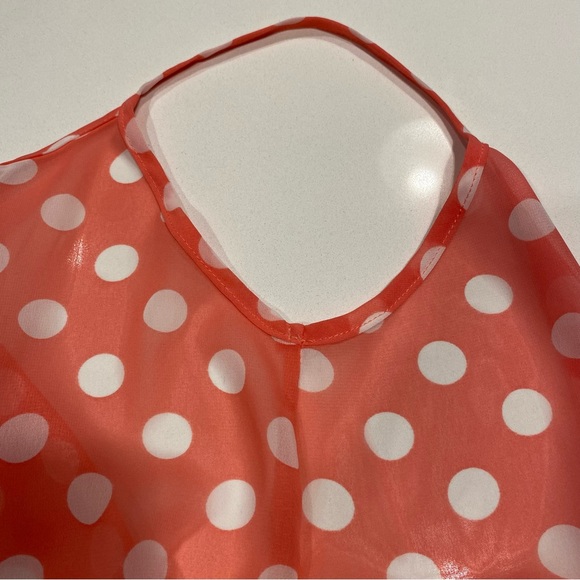 Pink & White Polka Dot Sheer Top, Small - Picture 6 of 7